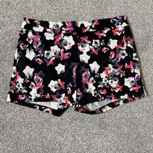Express Shorts Womens 2 Black Floral Print High Rise Cotton Stretch Flirty